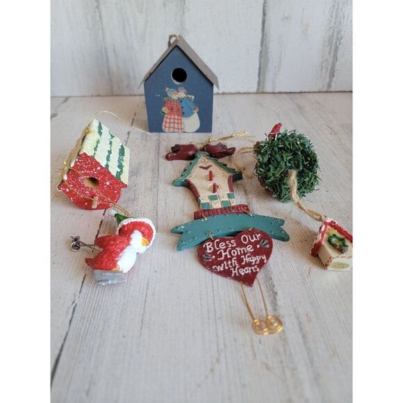 Red cardinal bird birdhouse variety set ornament Xmas - Picture 2 of 14
